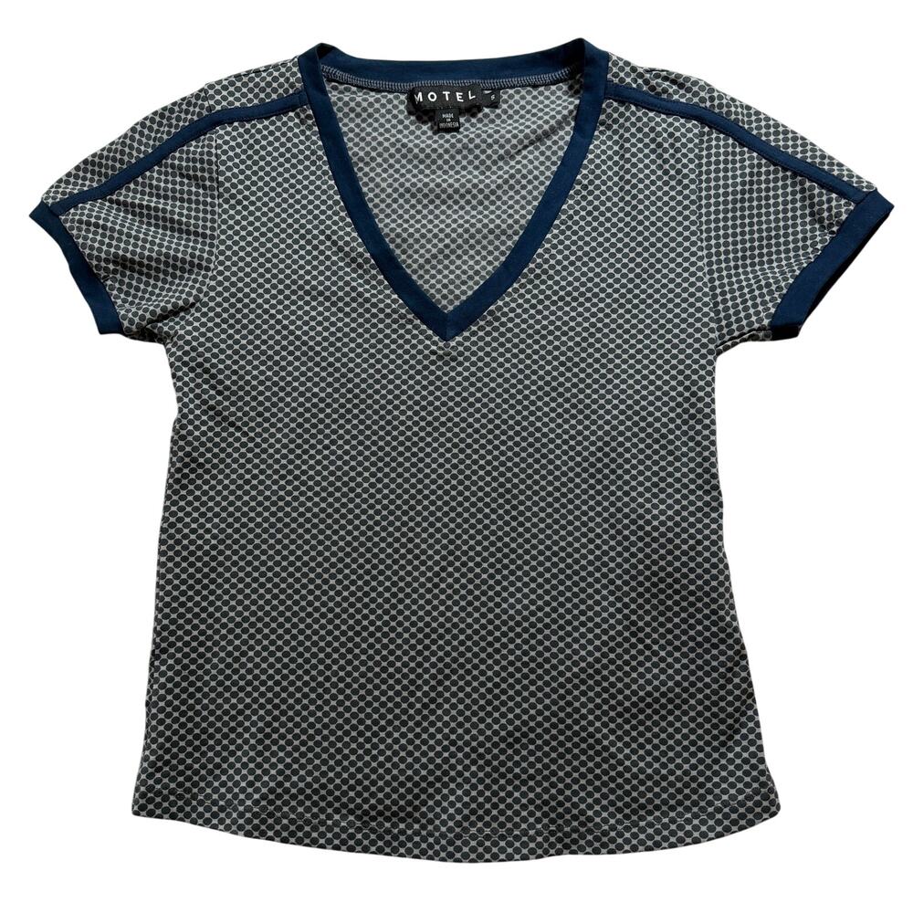 Motel Rocks Gray Navy Sporty Micro Spot Cropped Tee